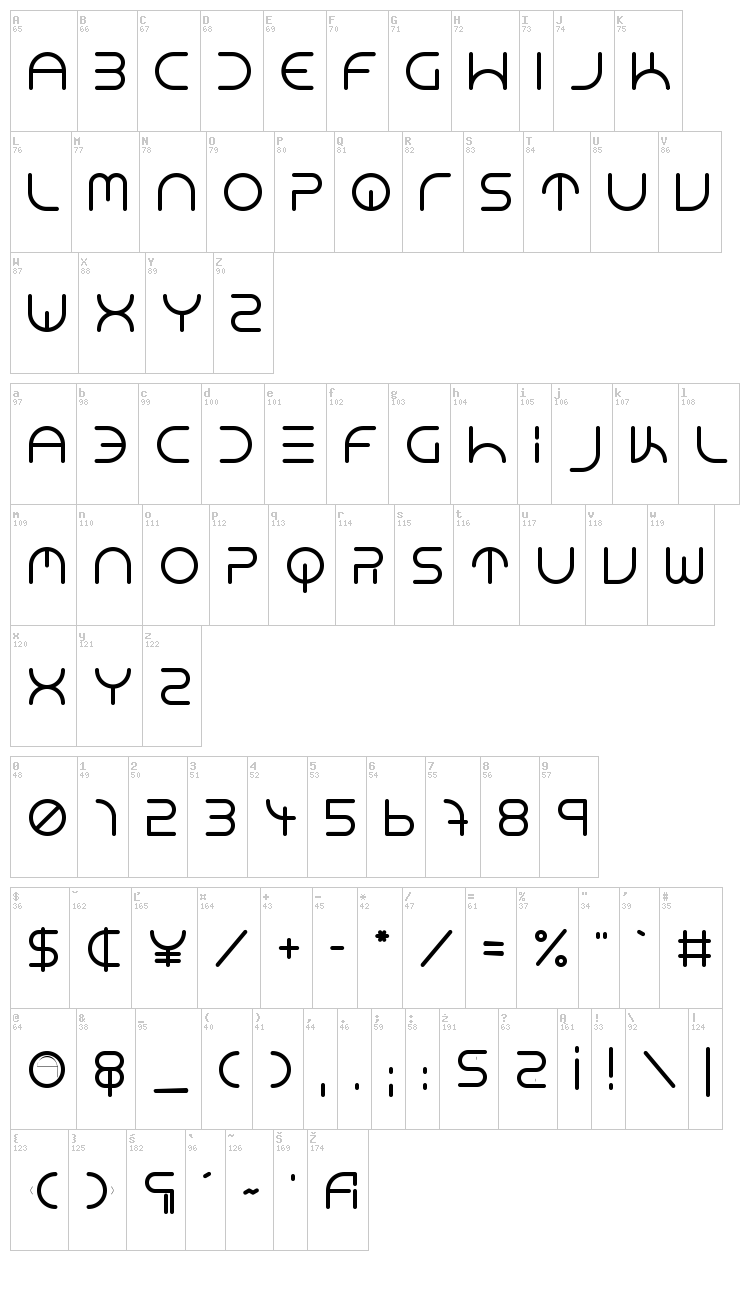 Neon Club Music font map